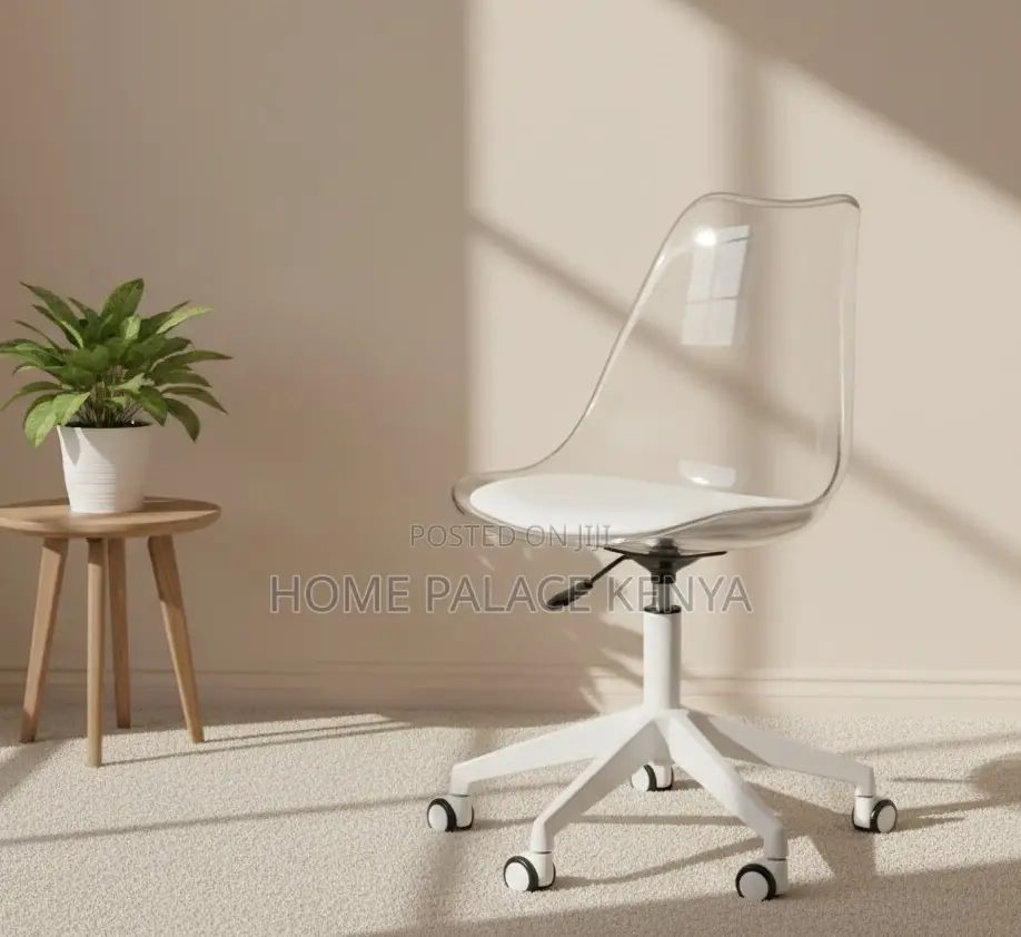 Plastic Chair; Mobile Transparent Vanity Stool