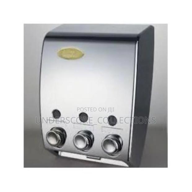 Generic Wall-Mounted Soap Dispenser With Three Separate Compartments