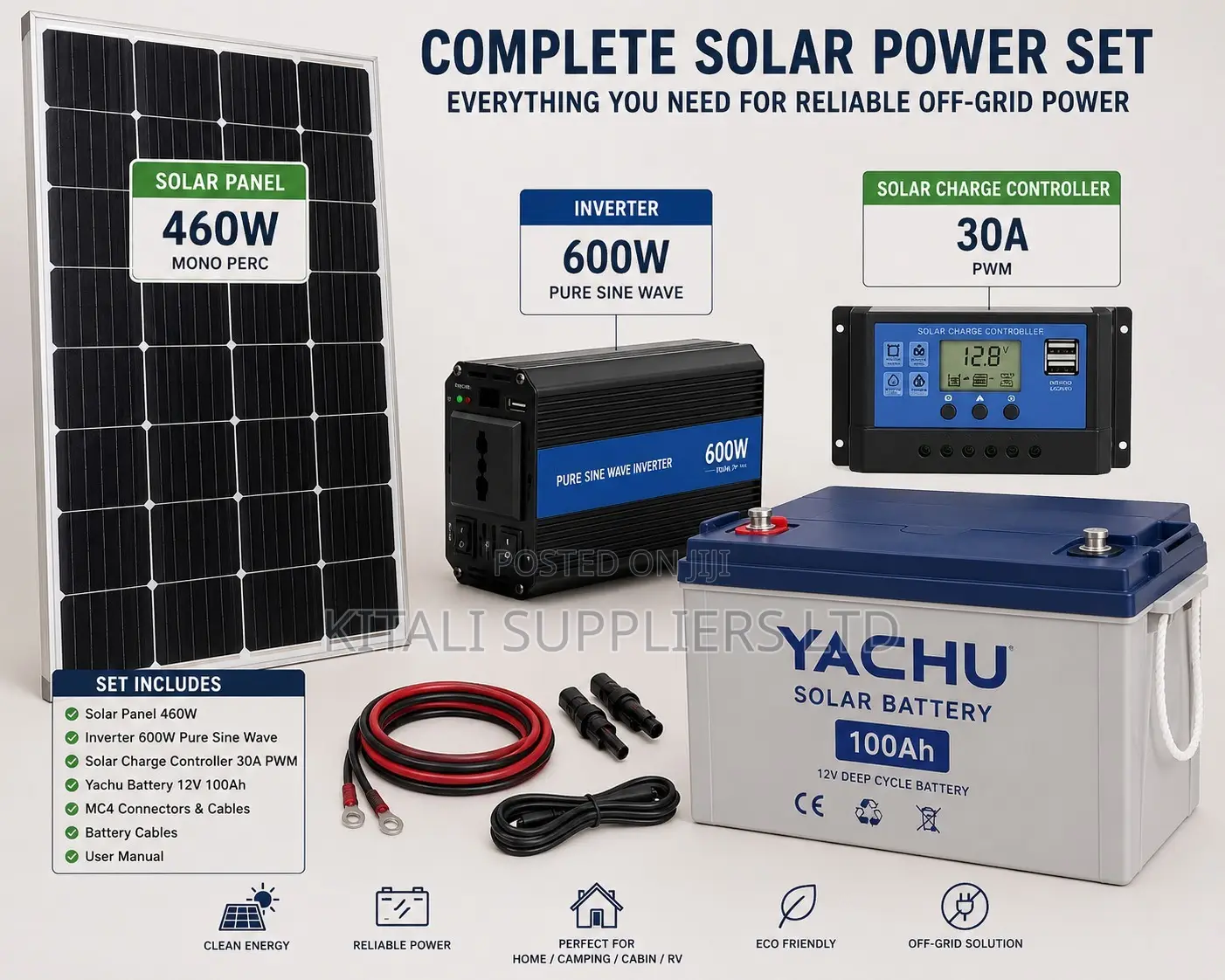 460w Off-Grid Solar Power System – Complete Home Solar Kit