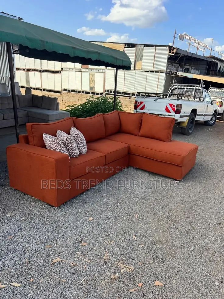 6-Seater Burnt Orange L Seat Sofa