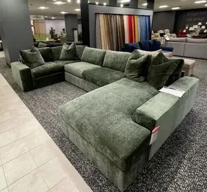 9-Seater U Shaped Sofa Green Tufted Comfort