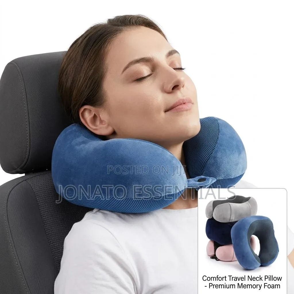 Orthopedic Memory Foam Travel Neck Pillow for Car, Flight, Bus