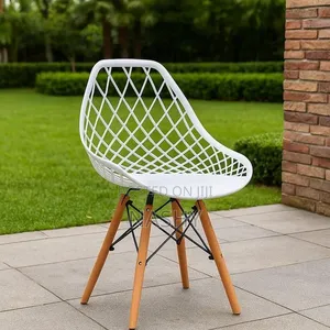 White Mesh Chair With Wooden Legs