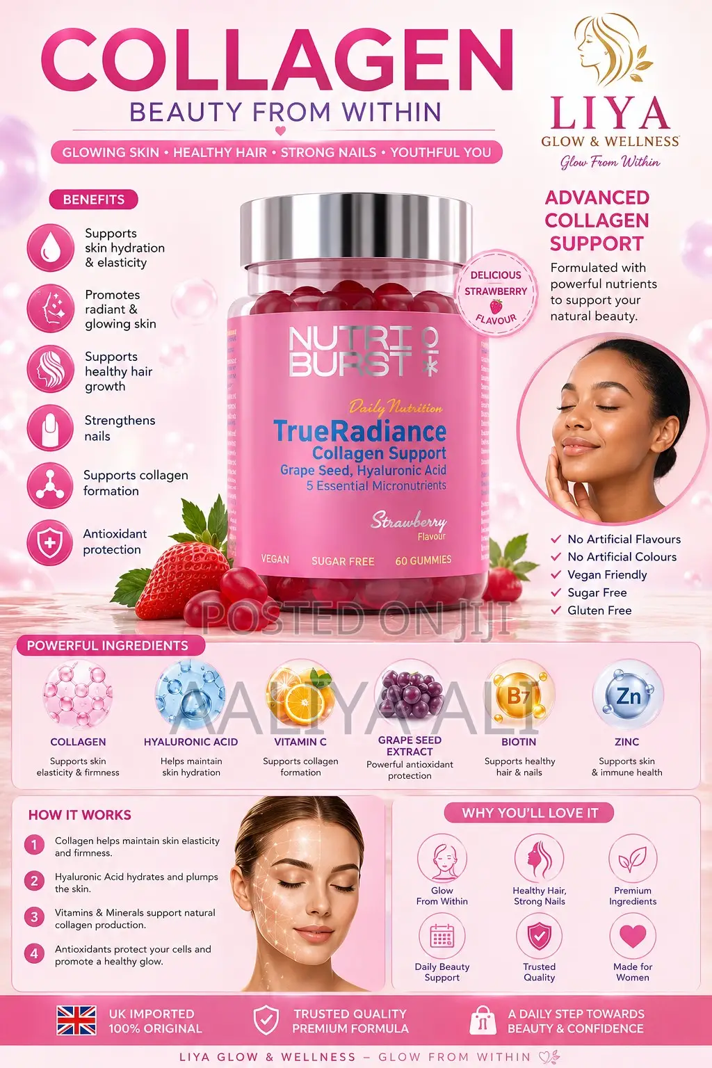 Nutriburst True Radiance Collagen Support Gummies 60s Uk Imported