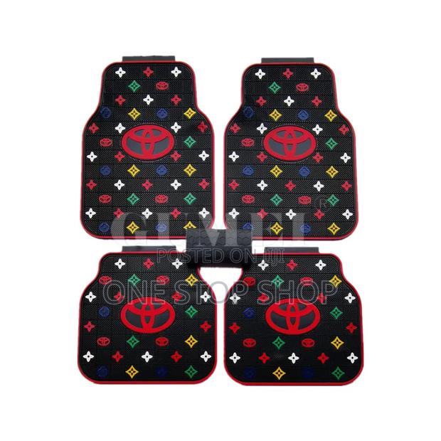 5_piece Rubber Car Mats With Lv Logo Multicolored Floral Pattern