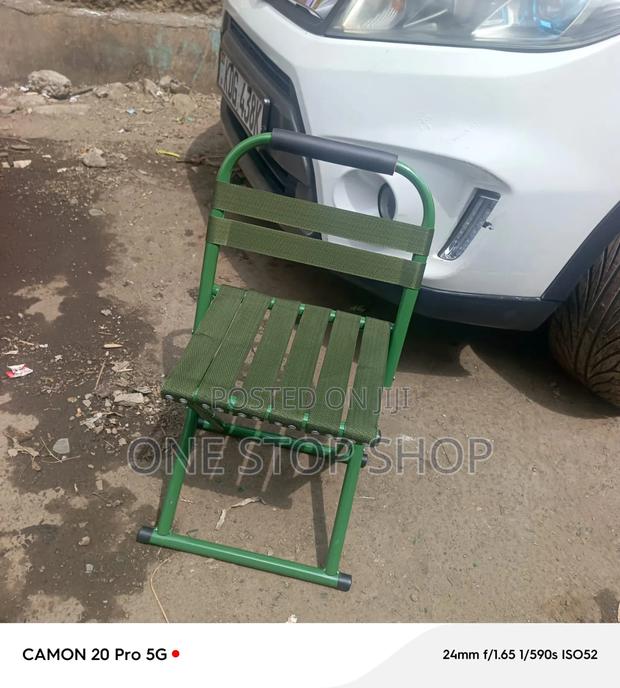 Collapsible Camping Seat Lightweight Tubular Metal Frame Woven Strap