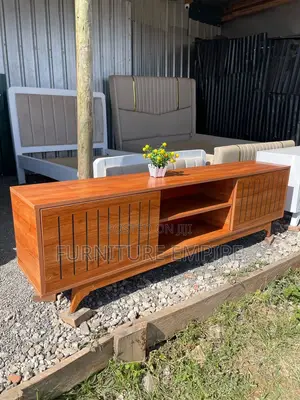Modern Wooden Tv Stand With Vertical Groove Doors