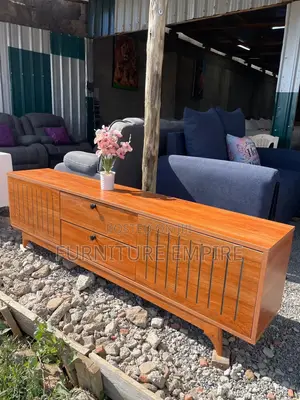 Modern Wooden Tv Stand With Vertical Groove Doors