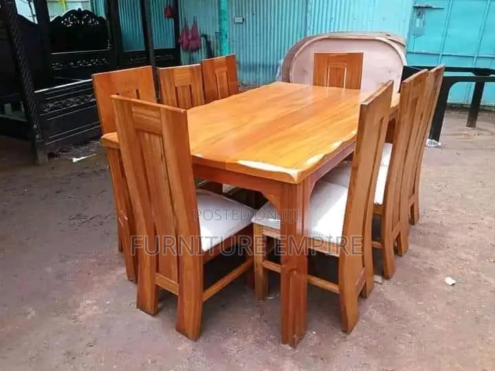 8-Seater Mahogany Dining Set With Cushioned Chairs