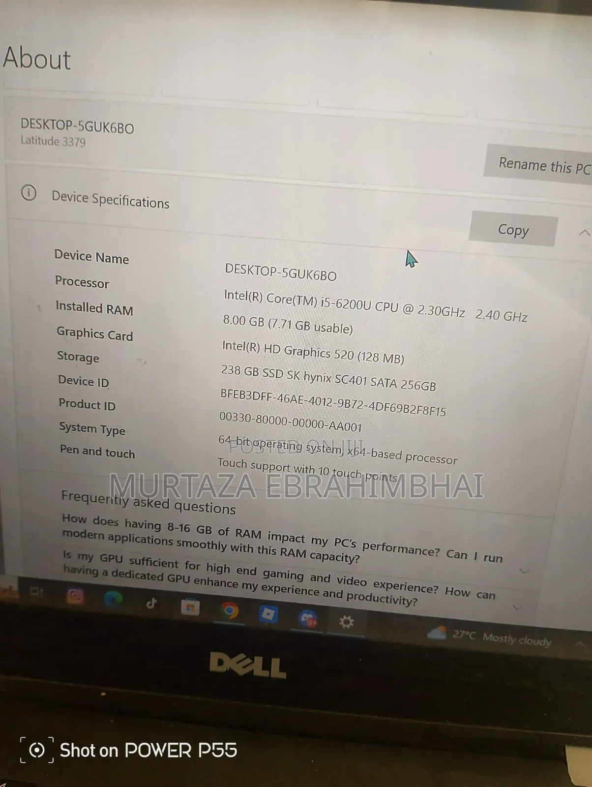 Laptop Dell Latitude 13 3379 8GB Intel Core i5 SSD 256GB