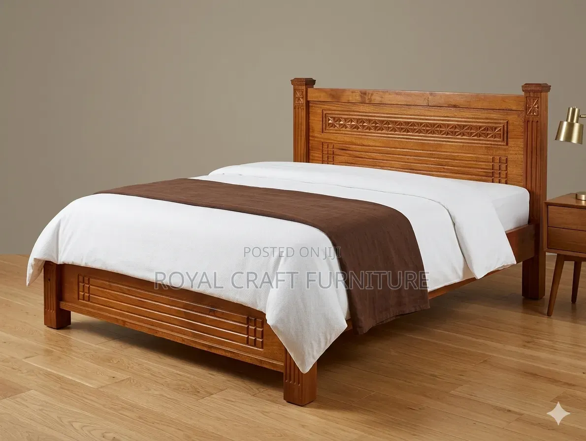 Solid Mahogany Bed - Classic Slatted Design