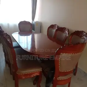 8-Seater Mahogany Dining Set With Ornate Chairs