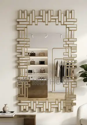 Kohros Wall Mirror Features a Distinctive Gold-Finished Geometric Maze