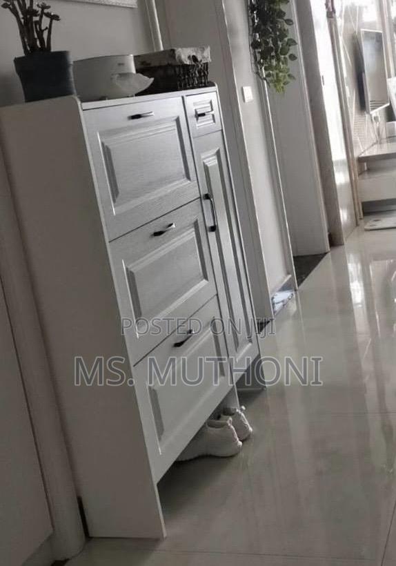 (120*100*24cm* )All White Modern White Bucket Flip Shoe Cabinet