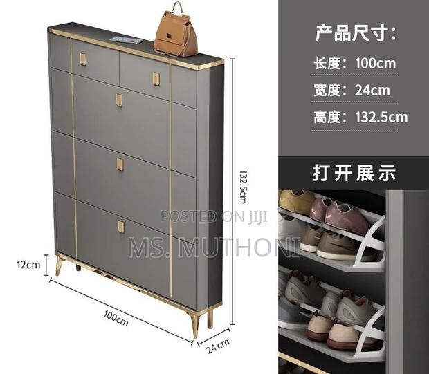 *New Arrival – Diy Smart Flip Design Shoe Cabinet (Grey / White )