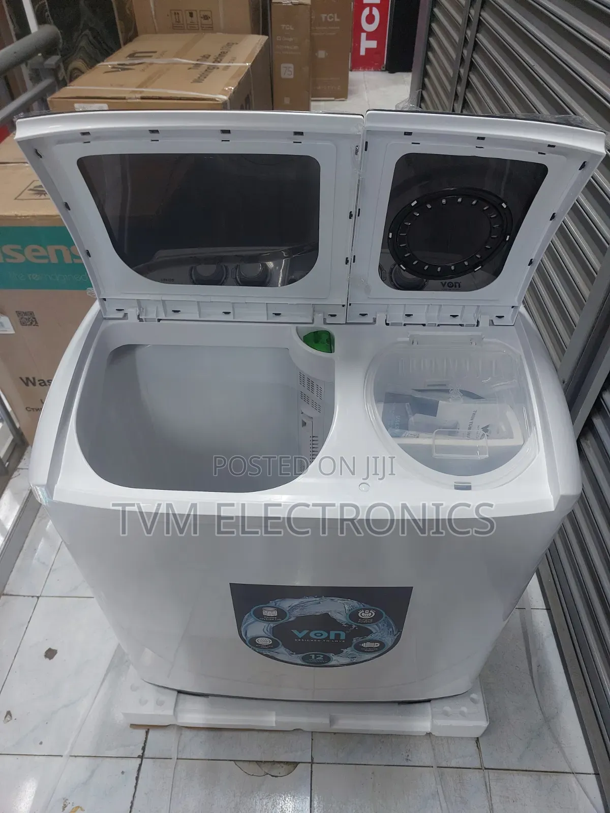 Von VWM-13talk Twin Tub Washing Machine 13kg Wash Spin