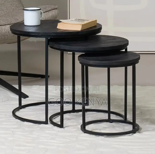 Nesting Table; Luxury Modern 3 Piece Glass Top Coffee Tables