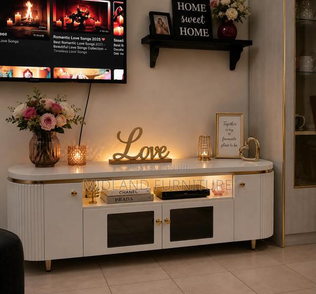 White Tv Stand With Lights. Pay on Delivery