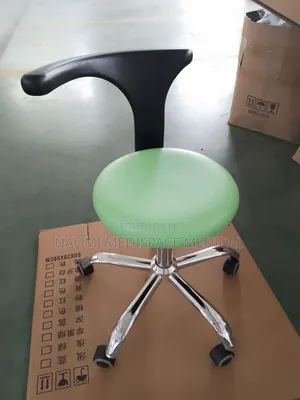 Green Doctor's Stool With Backrest and Wheels/ Dentist Stool