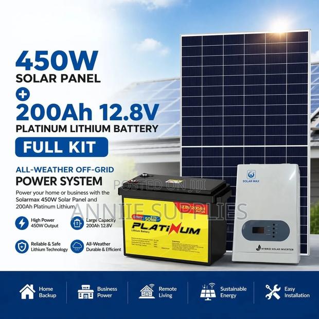 450w Solar Panel+100ah Lithium Ion Battery