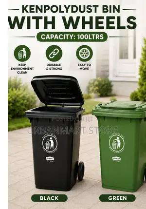 Kenpoly 100 Litres Dust Bin With Wheels – Heavy Duty Waste Bin