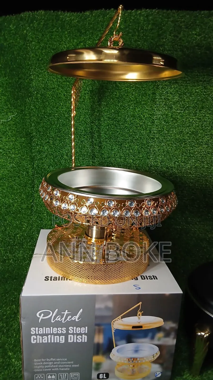 Uken Golden Chaffing Dish 13l Glass Cover With Handle Reach