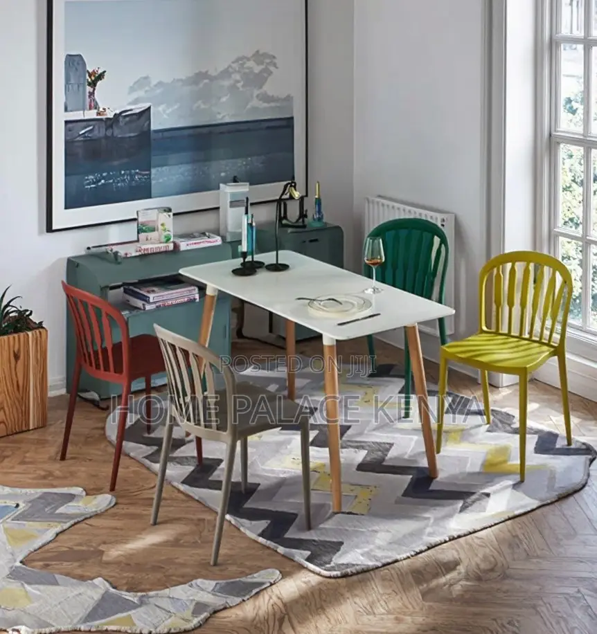 Dining Chair: Piano Key Style Backrest Plastic Chair
