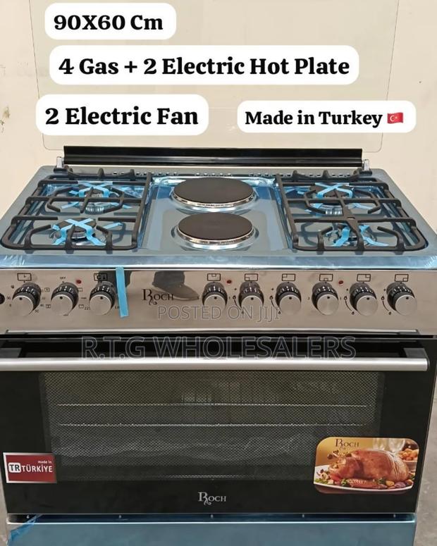 Roch 60x90 Cooker, 4 Gas Burners + 2 Electric Plates