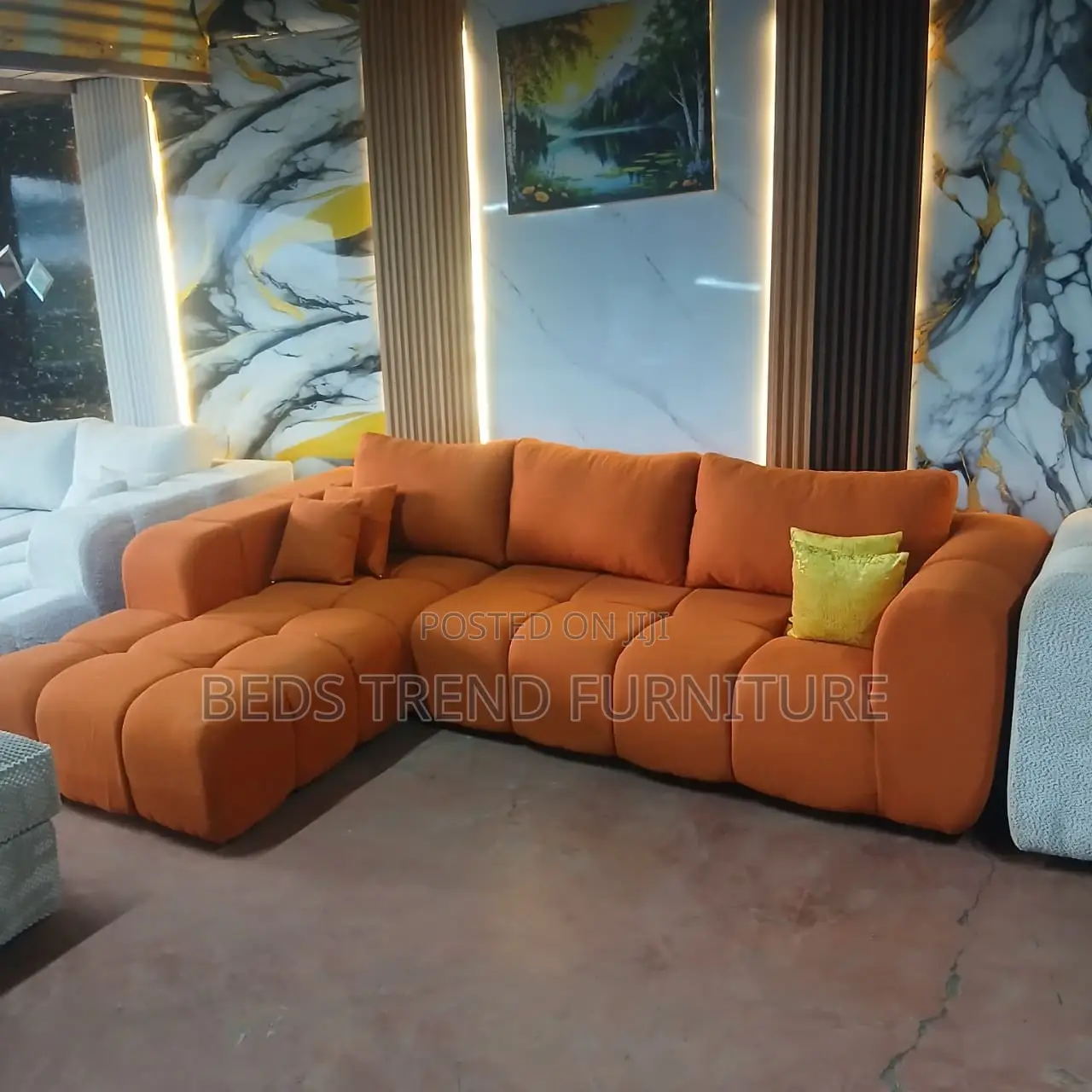 6-Seater Bubble L Seat Sofa Bold Burnt Orange Style