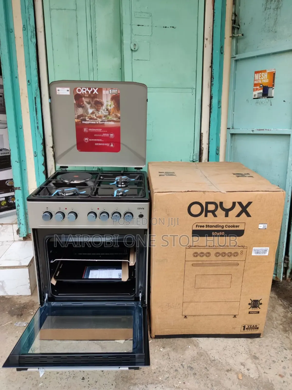 Oryx Cooker 60x60 3g+1e Silver Standing Cooker