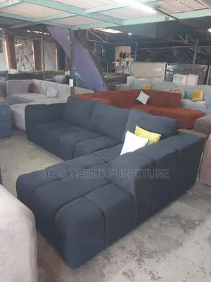6-Seater L Seat Sofa Black Bubble Design Elegance