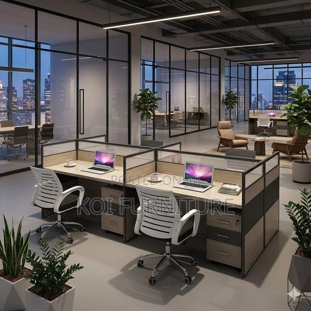 Office Workstation; Modular Four Users Modern Office Workstation - thumbnail 2
