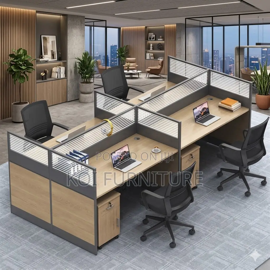 Office Workstation; Modular Four Users Modern Office Workstation