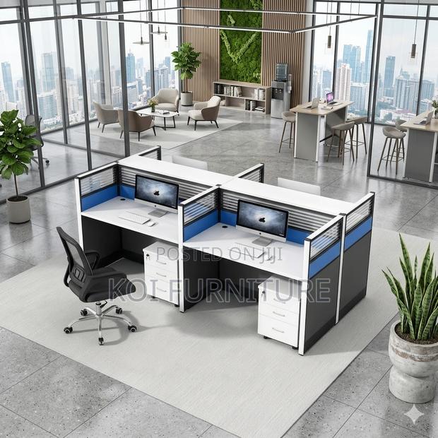 Office Workstation; Modular Four Users Modern Office Workstation - thumbnail 5