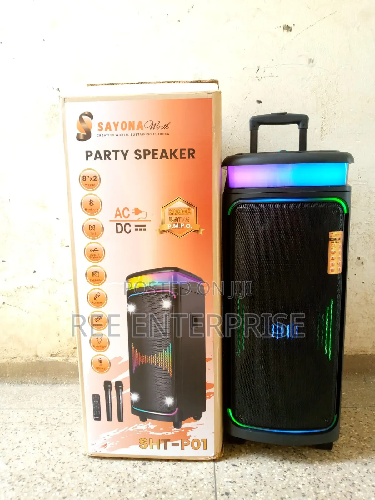 Sayona Party Speaker SHT-P01 Ac/Dc 20000 Watts Output Power-80wtts