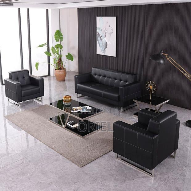 Office Sofa : 5-Seater Executive Office Leather Padded Reception Sofa - thumbnail 2