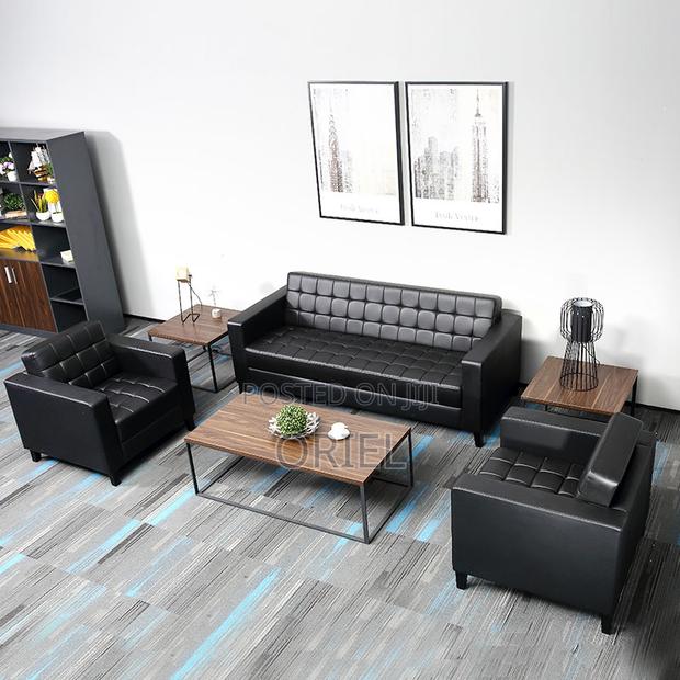 Office Sofa : 5-Seater Executive Office Leather Padded Reception Sofa - thumbnail 3