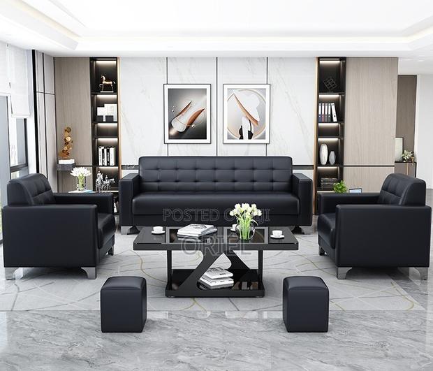 Office Sofa : 5-Seater Executive Office Leather Padded Reception Sofa - thumbnail 9