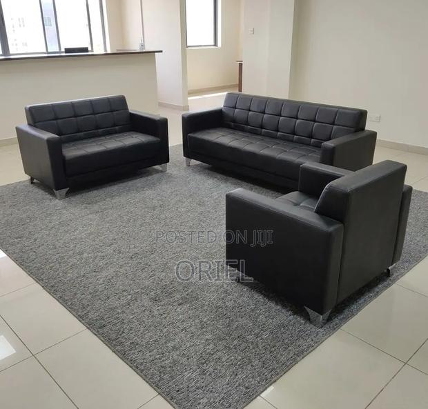 Office Sofa : 5-Seater Executive Office Leather Padded Reception Sofa - thumbnail 18