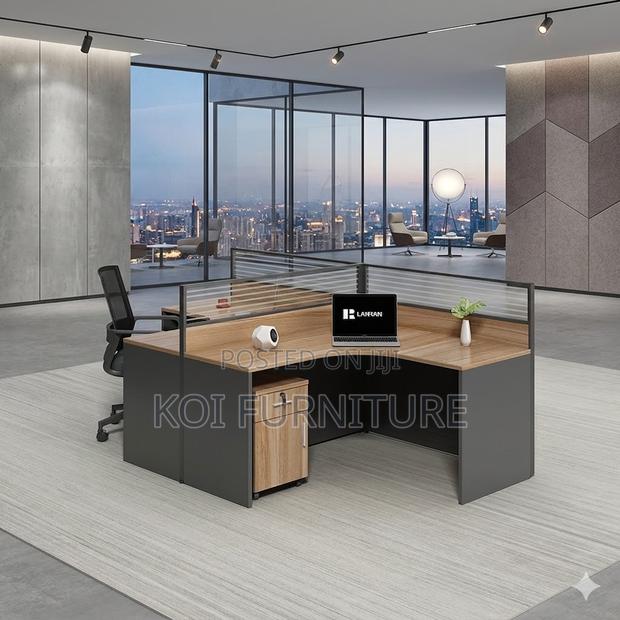 Office Workstastion; 4 Users Creative Wooden Computer Workstation Desk - thumbnail 4