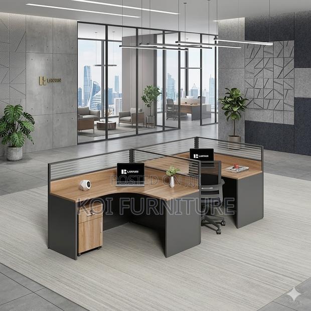 Office Workstastion; 4 Users Creative Wooden Computer Workstation Desk - thumbnail 5