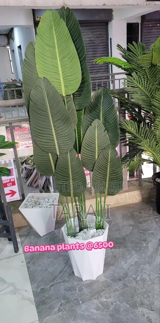 Elegant Artificial Traveler's Palm Plant With White Pot