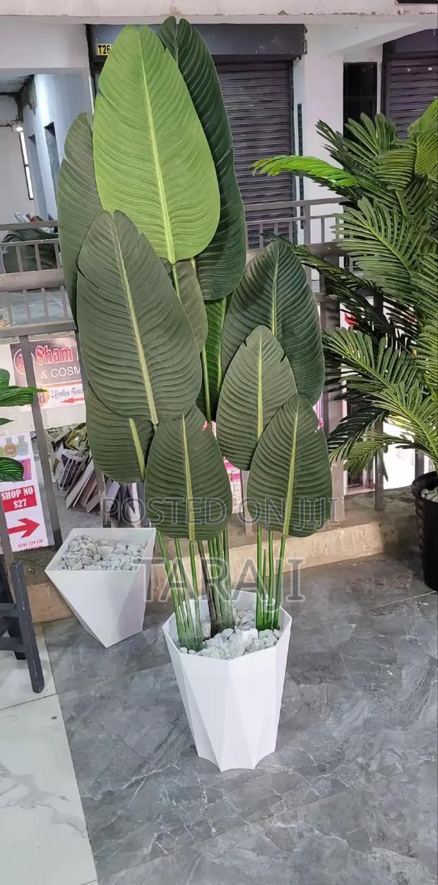 Elegant Artificial Traveler's Palm Plant With White Pot - thumbnail 2