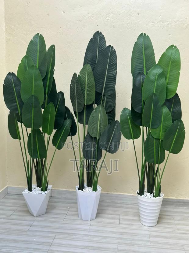 Elegant Artificial Traveler's Palm Plant With White Pot - thumbnail 3