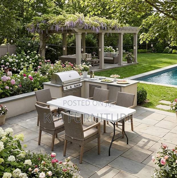 Home Table; White Foldable Home Outdoor Gardens Training Table - thumbnail 2