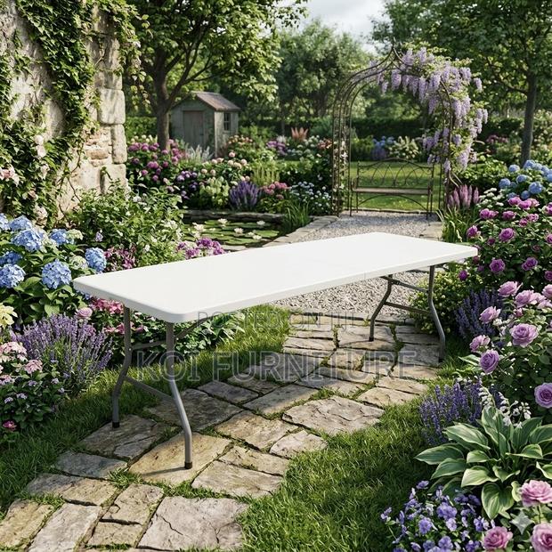 Home Table; White Foldable Home Outdoor Gardens Training Table - thumbnail 3