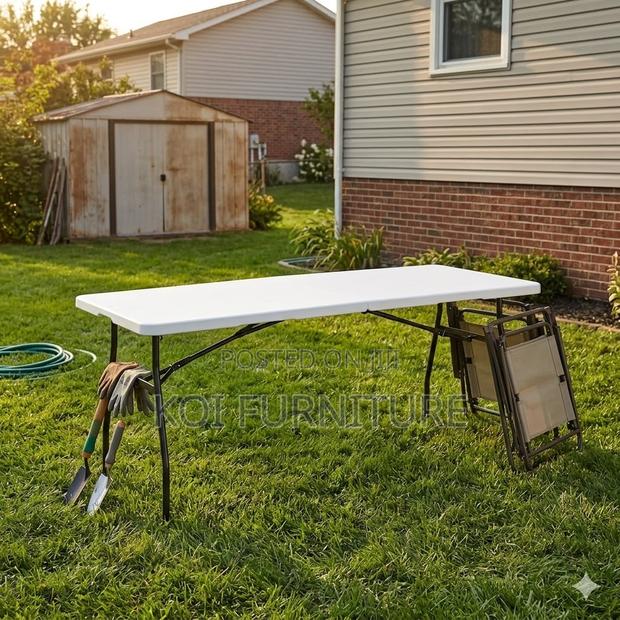 Home Table; White Foldable Home Outdoor Gardens Training Table - thumbnail 4