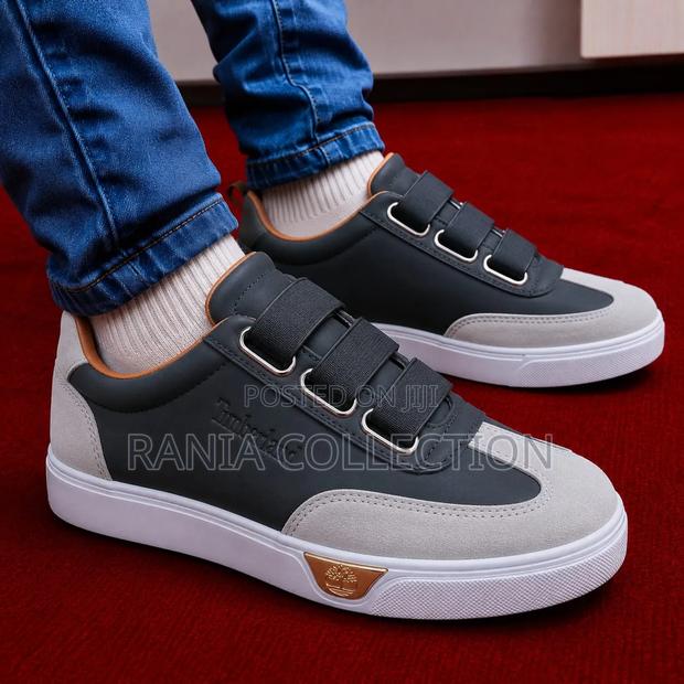 Black and Grey Laceless Timberland Casual Sneakers