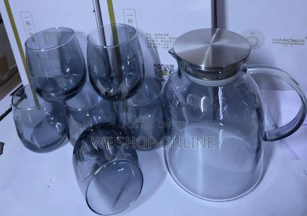 7 Set Smoky Glass Borrosilicate Water Set Jug 1.8l