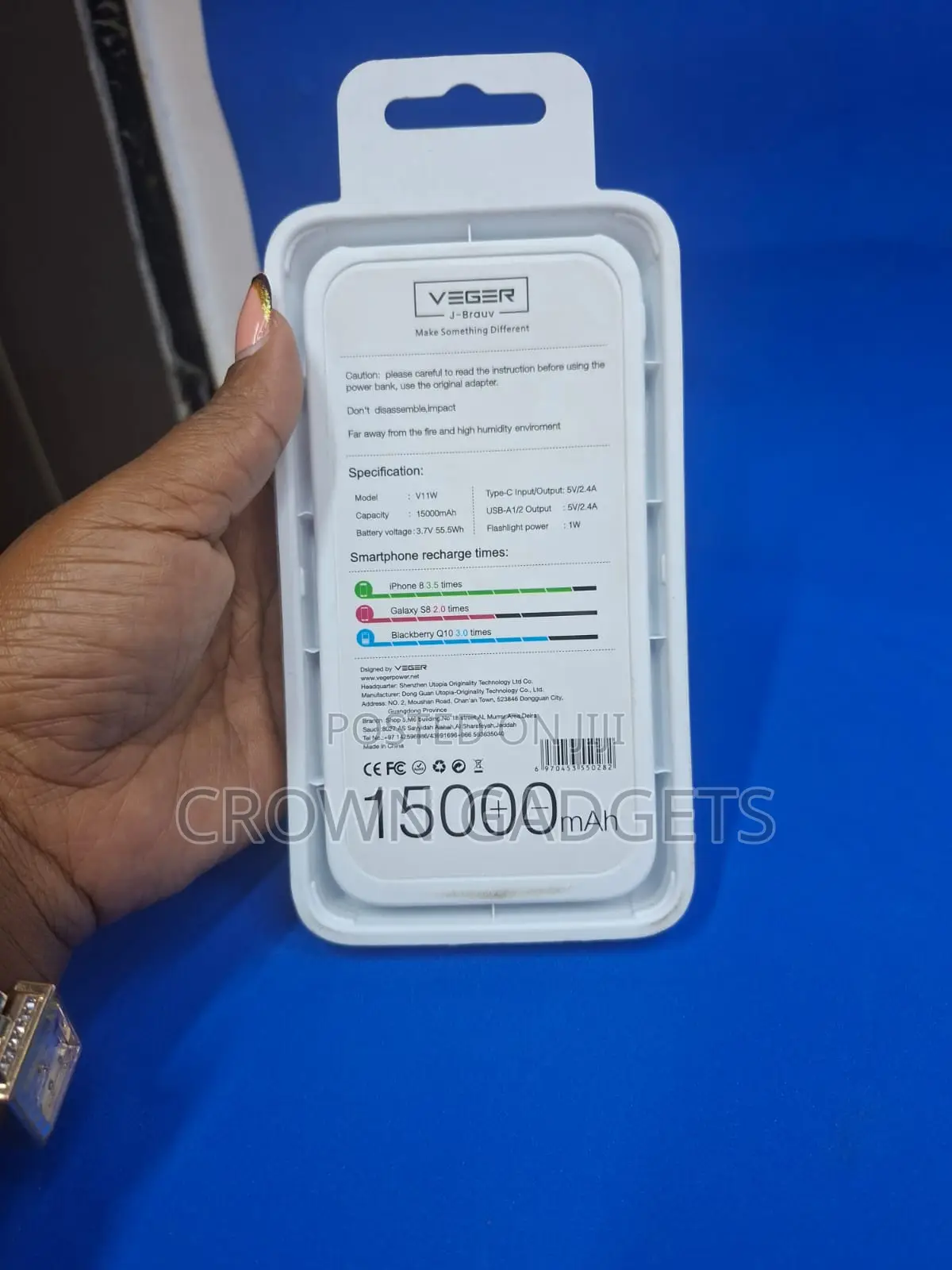 Veger V11w 15000mah Portable Charger Dual Usb Power Bank